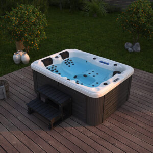 Gartana Outdoor Whirlpool BEACH | 51 Massagedüsen 24 LED Farblicht Treppe