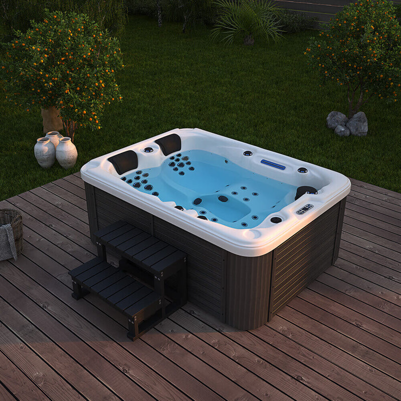 Gartana Outdoor Whirlpool BEACH | 51 Massagedüsen 24 LED Farblicht Treppe