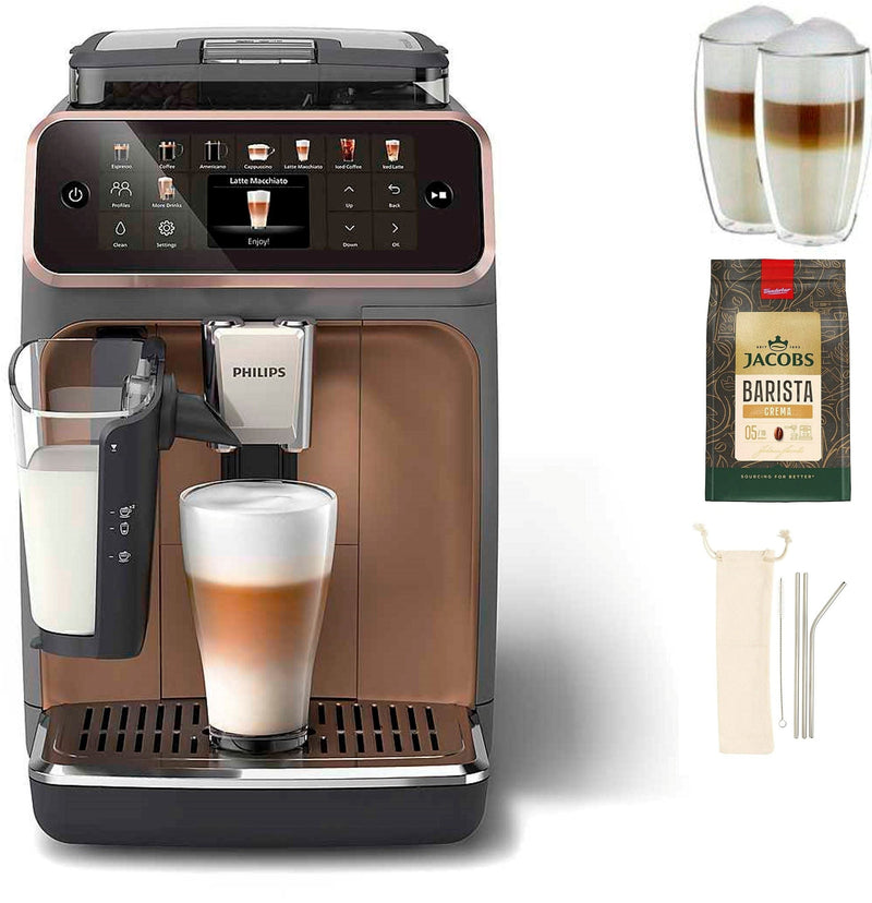 Philips EP5544/80 Kaffeevollautomat mit LatteGo Milchsystem – 20 heiße oder eisgekühlte Kaffeespezialitäten, SilentBrew, 4 Benutzerprofile