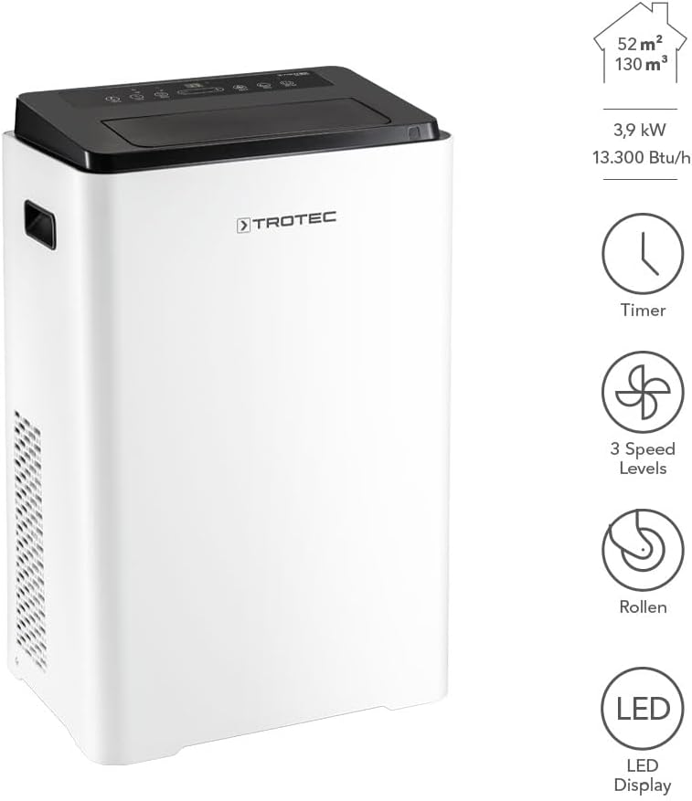 TROTEC PAC 3900 X Aire Acondicionado Portátil 3 en 1, 3,9 kW 13.300 BTU, Clase A, hasta 52 m² - Imagen 2