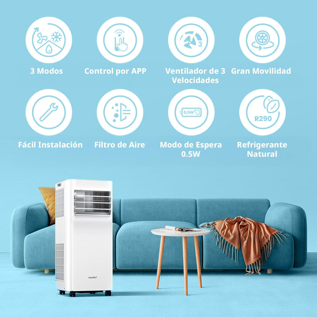 Comfee Breezy Cool Pro 2.6 Climatizador Portátil 9000 BTU Hasta 30 m² Alexa App - Imagen 3